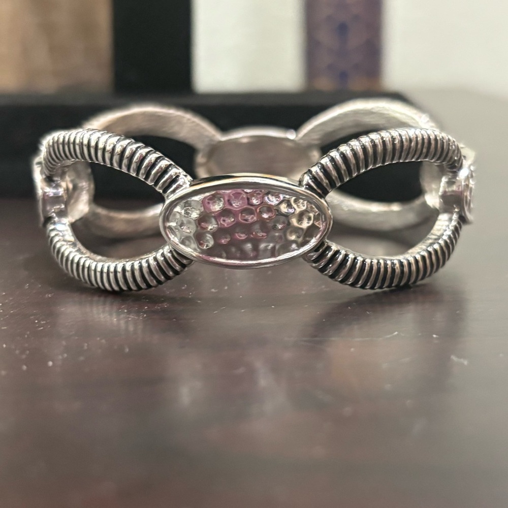 Source Unknown Silver and Pink Infinity Bracelet